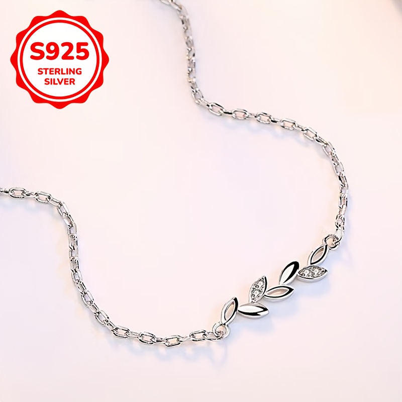 925 Silver Low Allergy Bracelet Women's Small Leaf Bra